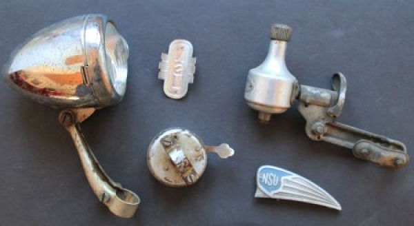 NSU Bicycle Bosch Spare Parts and Emblems 1950 Convolut (4261)